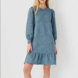 Ann Taylor Peplum Sweatshirt Dress Blue Animal Print